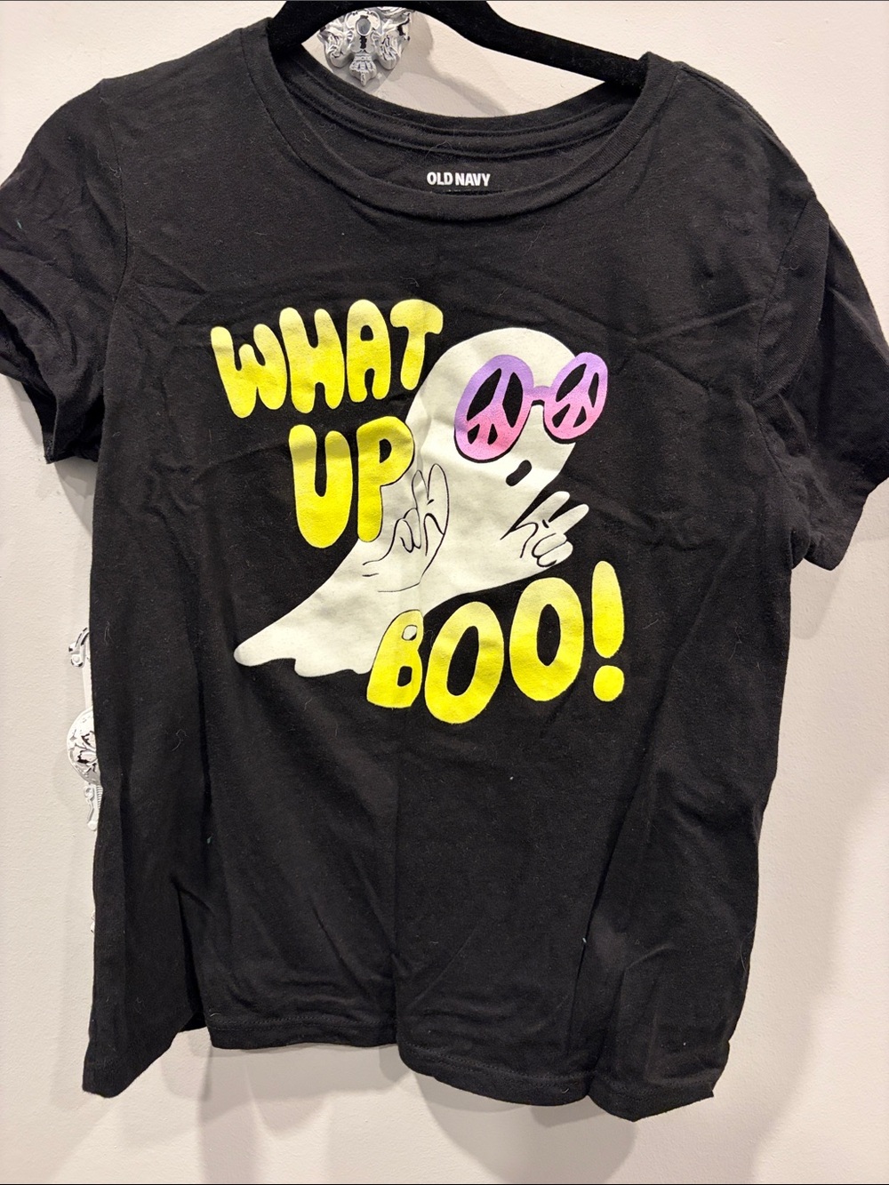 Old Navy Black Kids 'What Up Boo!' Graphic Tee with Yellow & Pink Accents